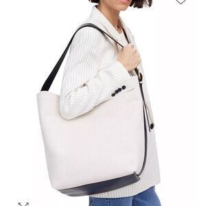 Madewell White and Black Tote Bag